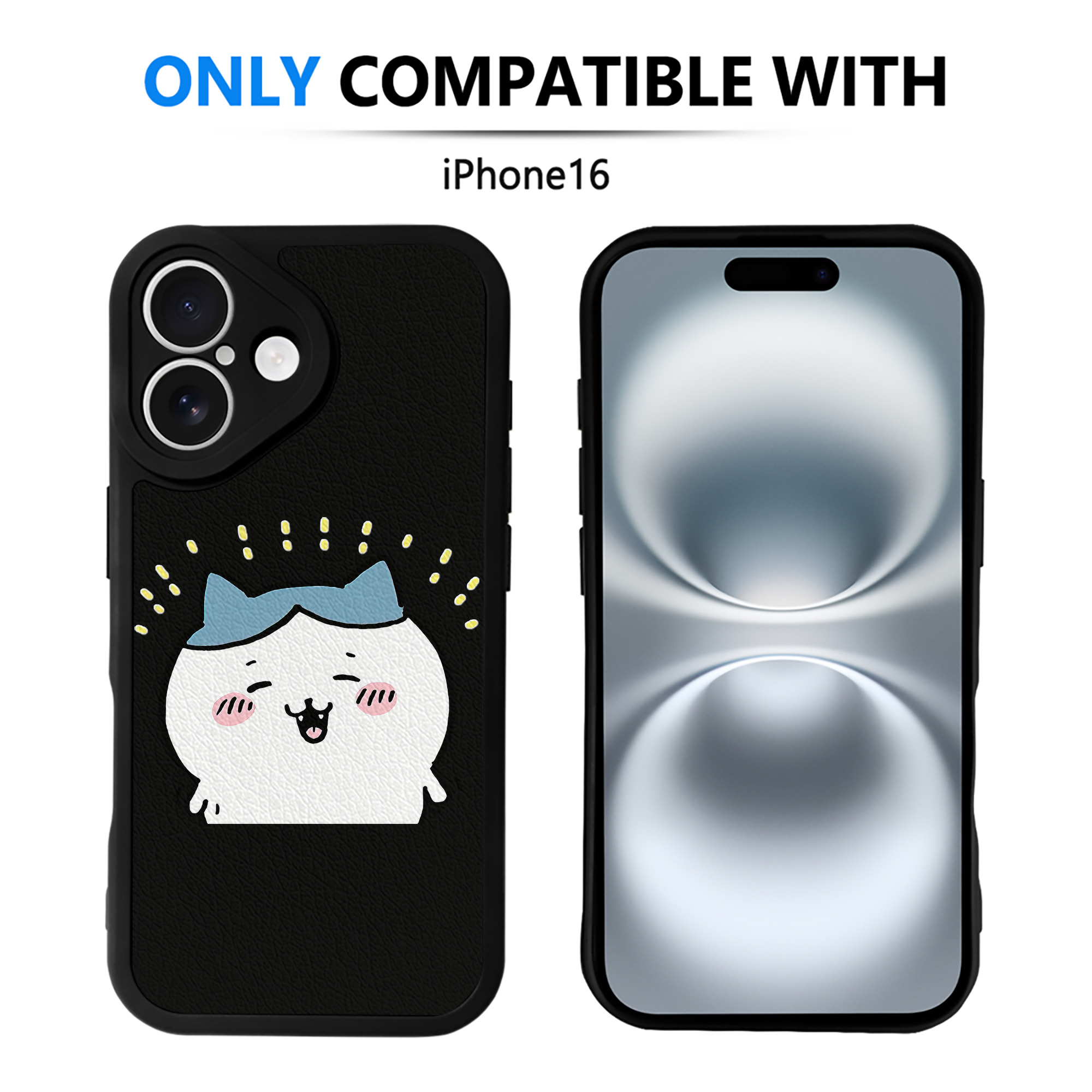 （画像用） ちいかわ ハチワレ Chii-kawa hachiware 【iPhone 16シリーズ対応】シリコンスマホケース（レザー調） 材質：シリコン